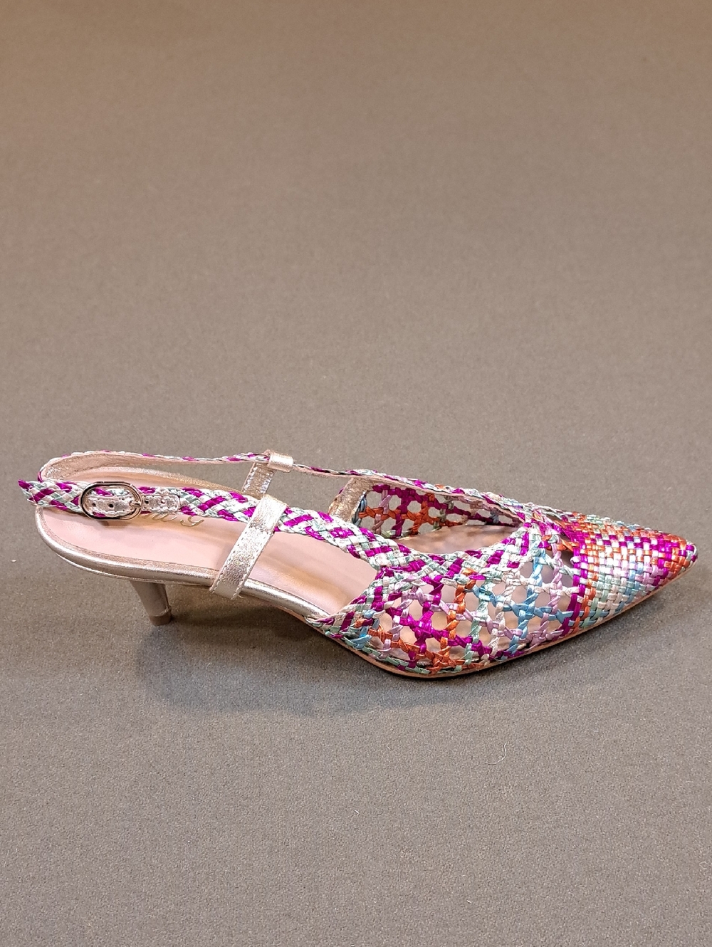 Saint G Abril Metallic Woven Slingback Pump - Color: Rainbo - Size: EU 39